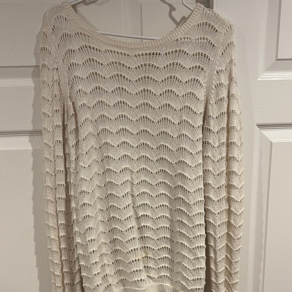 Loft outlet Elegant Cream Knit Sweater size large open back